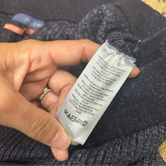 Anthropologie Pilcro Indigo Blue Sweater Ribbed Flare Sweatpants Size L - Picture 9 of 16